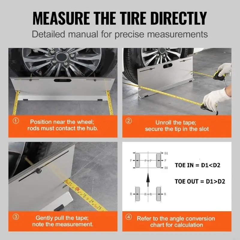 ステンレストーアライメントツールプレートホイールアライメント測定ツールホイールアライメントツールとカートラックD7yaの巻尺を備えた