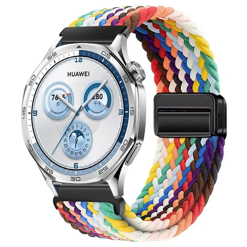 磁気編組ナイロンストラップ,Huawei Watch, Samsung Watch 7,6,5,4,Amazfit gtr4,gts,GT5-4-3-2 pro,46mm, 22mm, 20mm