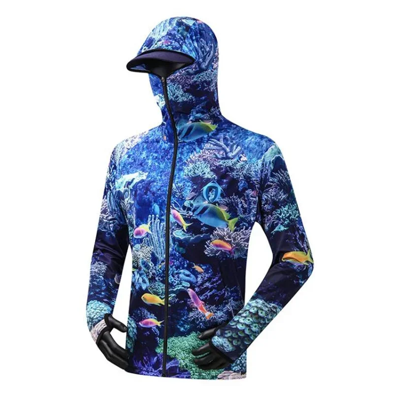 

2025 Sunscreen Sun Protection Clothes Professional Fishing Hoodie With Mask Fishing Shirt Breathable Fishing Jersey