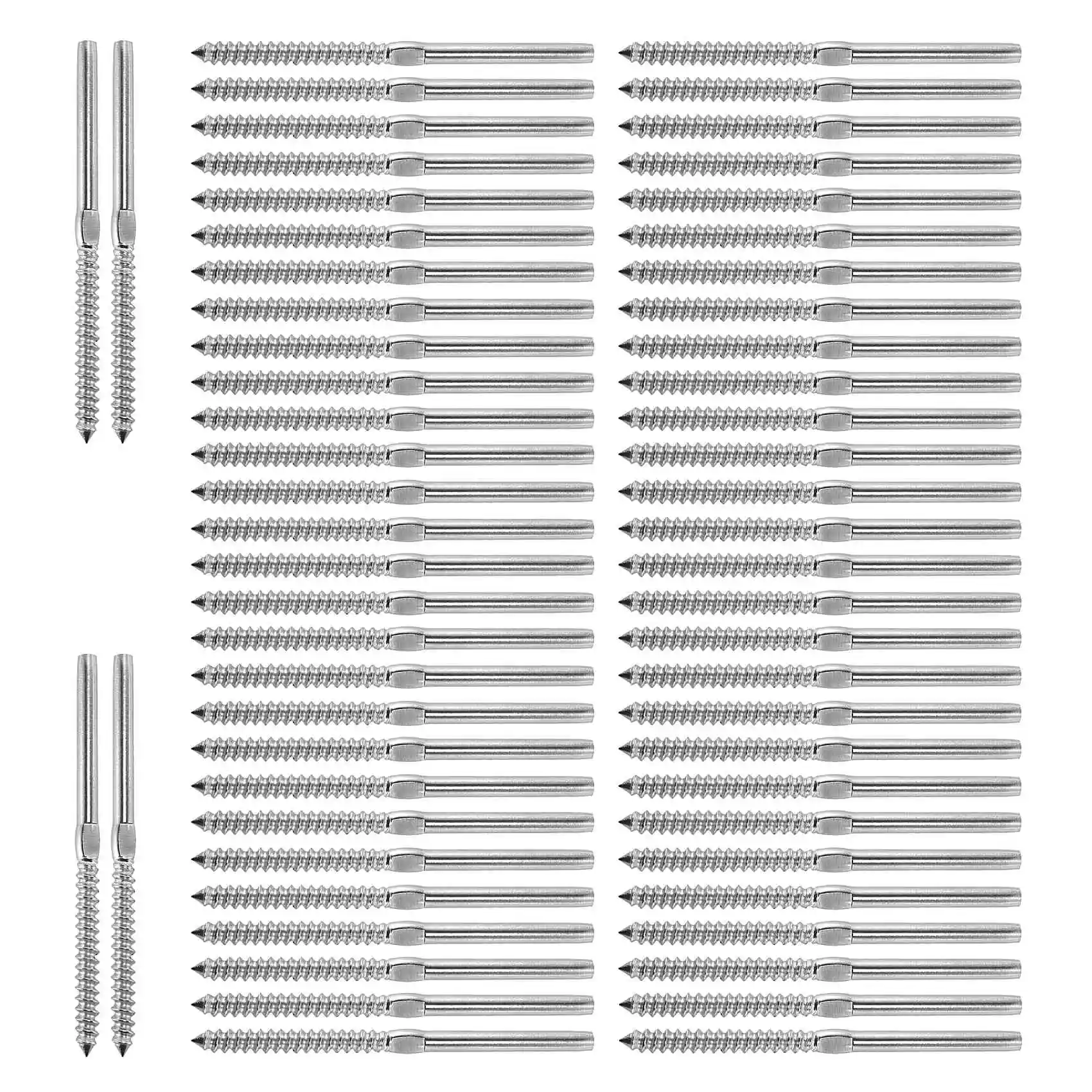 30 Pairs Left&Right Hand Thread Lag Screws for 1/8 inch Cable Railing Stair DeCk Railing for Wood Post Lag Screw Swage S