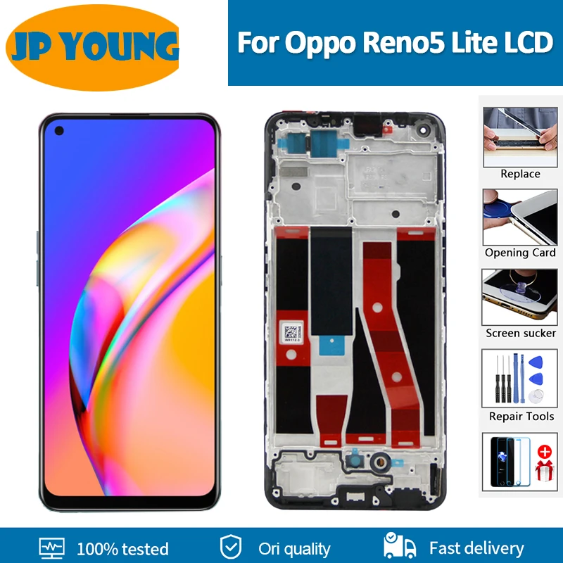 

6.43"Original AMOLED For Oppo Reno5 Lite With Frame LCD Display Touch Screen Digitizer Assembly Replacement For CPH2205 LCD