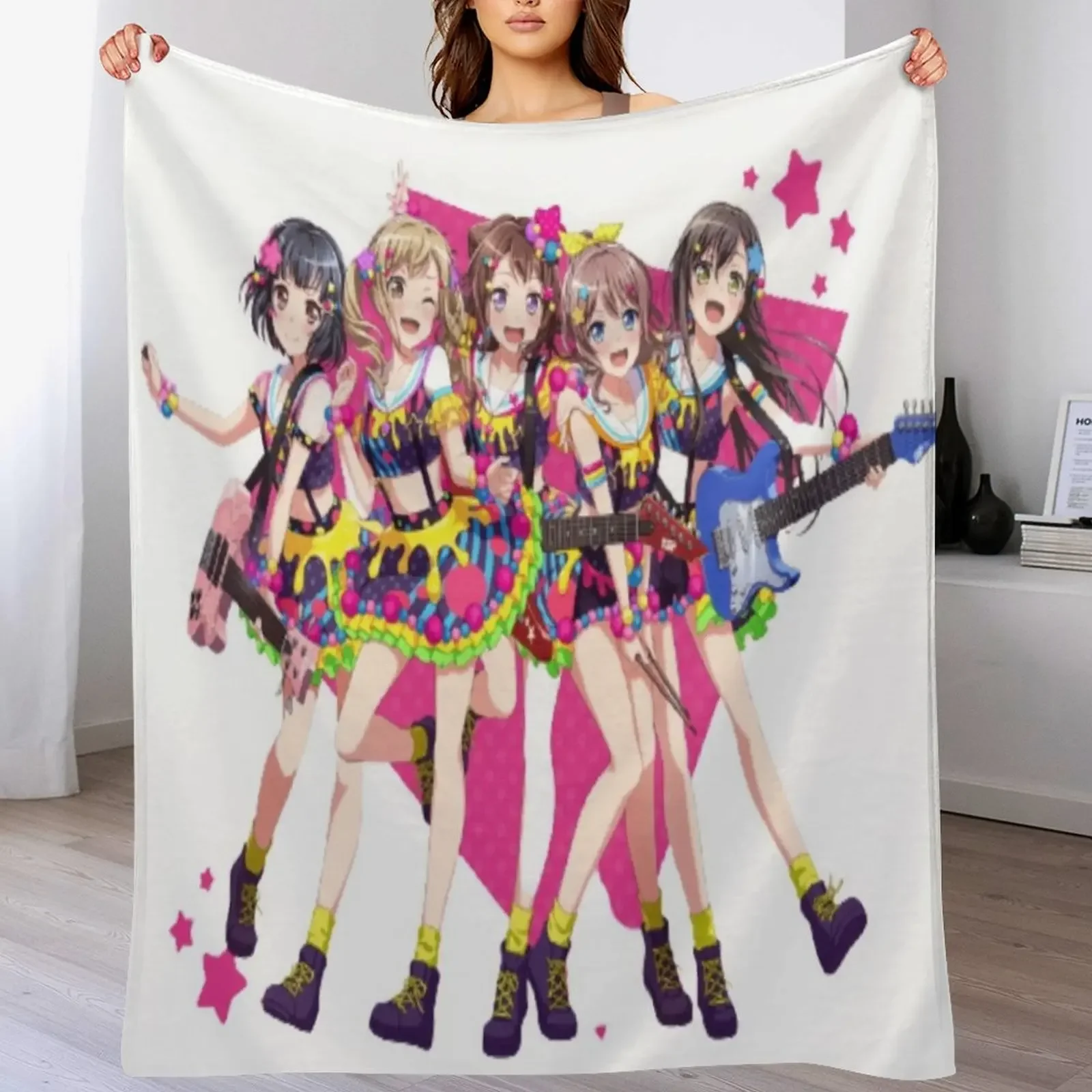 

BanG Dream! Poppin' Dream! Throw Blanket Sofa Quilt Picnic Camping Bed linens Blankets