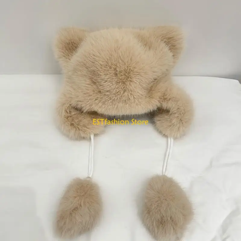 Y5GC Engrossar gorro inverno Chapéu forma orelha urso Chapéu adulto esqui andando caçador Chapéu