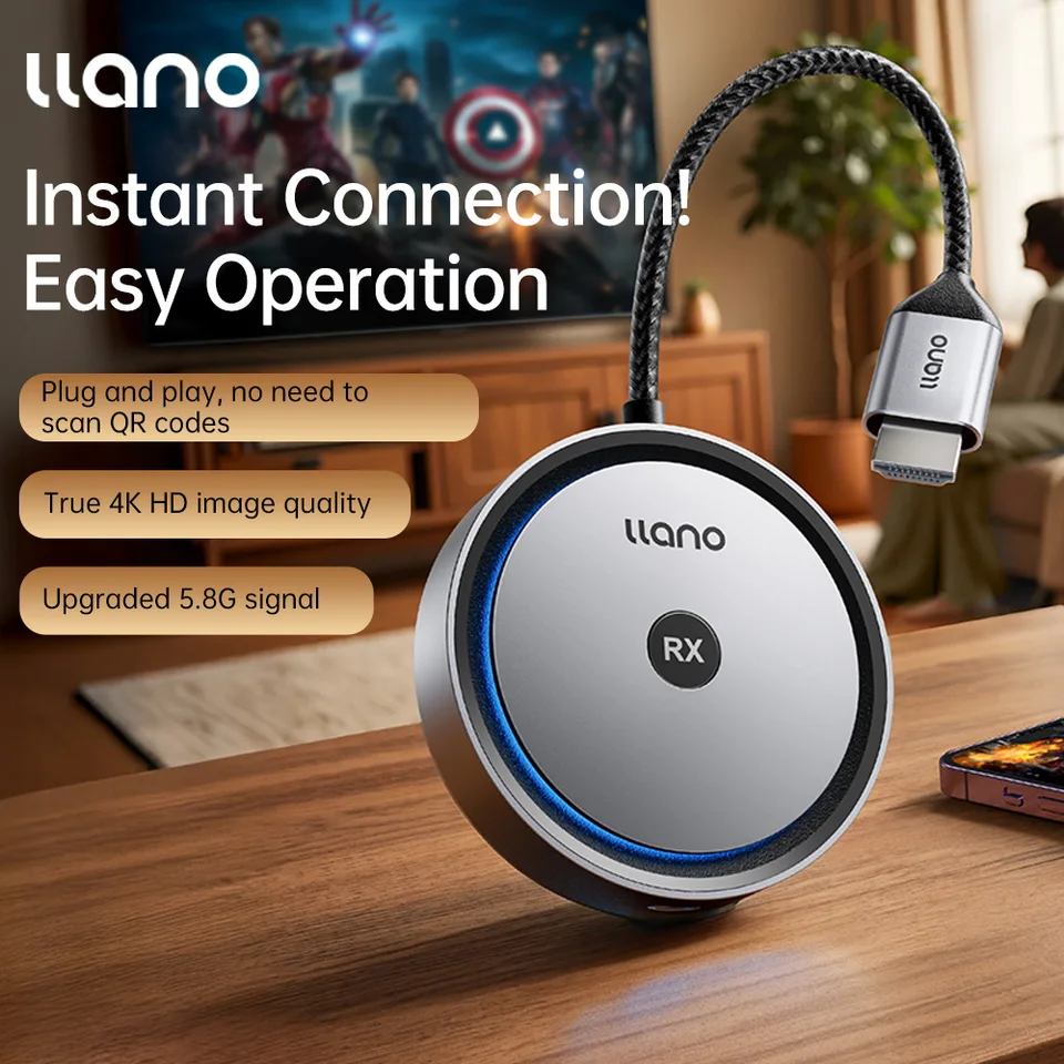 Llano Wireless 4K Screen Mirroring for Phone to TV 5.8G Signal