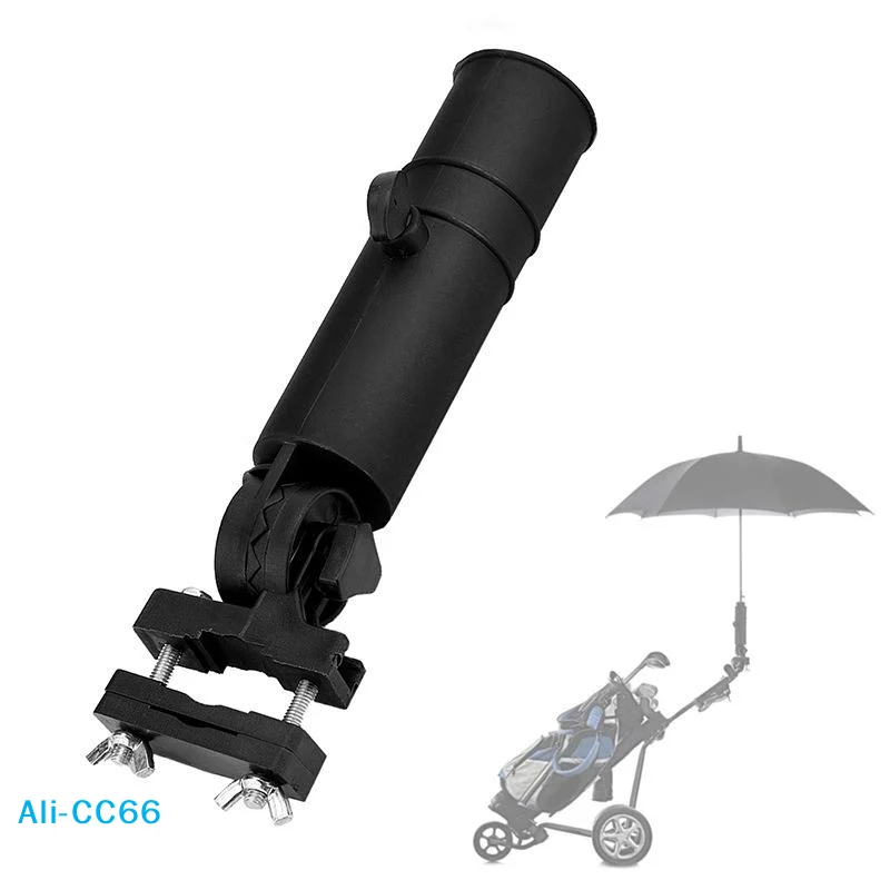 【C】Universal Golf Cart Umbrella Holder Adjustable Golf Trolley Umbrella Stand Clip Buggy Baby Pram Wheelchair Umbrella Bracket