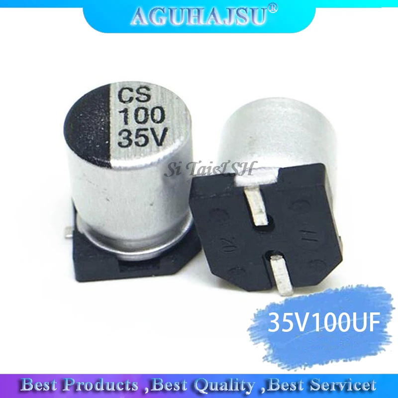 10PCS Electrolytic capacitor 35V100UF 6.3*7.7mm SMD aluminum electrolytic capacitor 100uf 35v