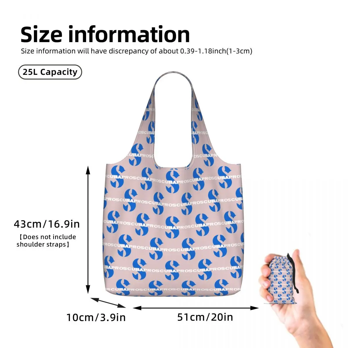 Scubapros Diving Logo Shopping Tote Bag Canvas Large Capacity Shoulder Bags Shopper Grocery Handbag for Women