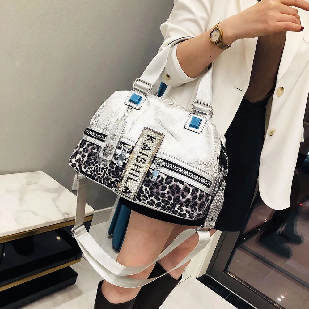 Large Capacity Women Handbag 2023 New Trend Tote Sequins Silver Casual Single Diagonal Bag Fashion Leopard BigShoulder Bag Bolsa