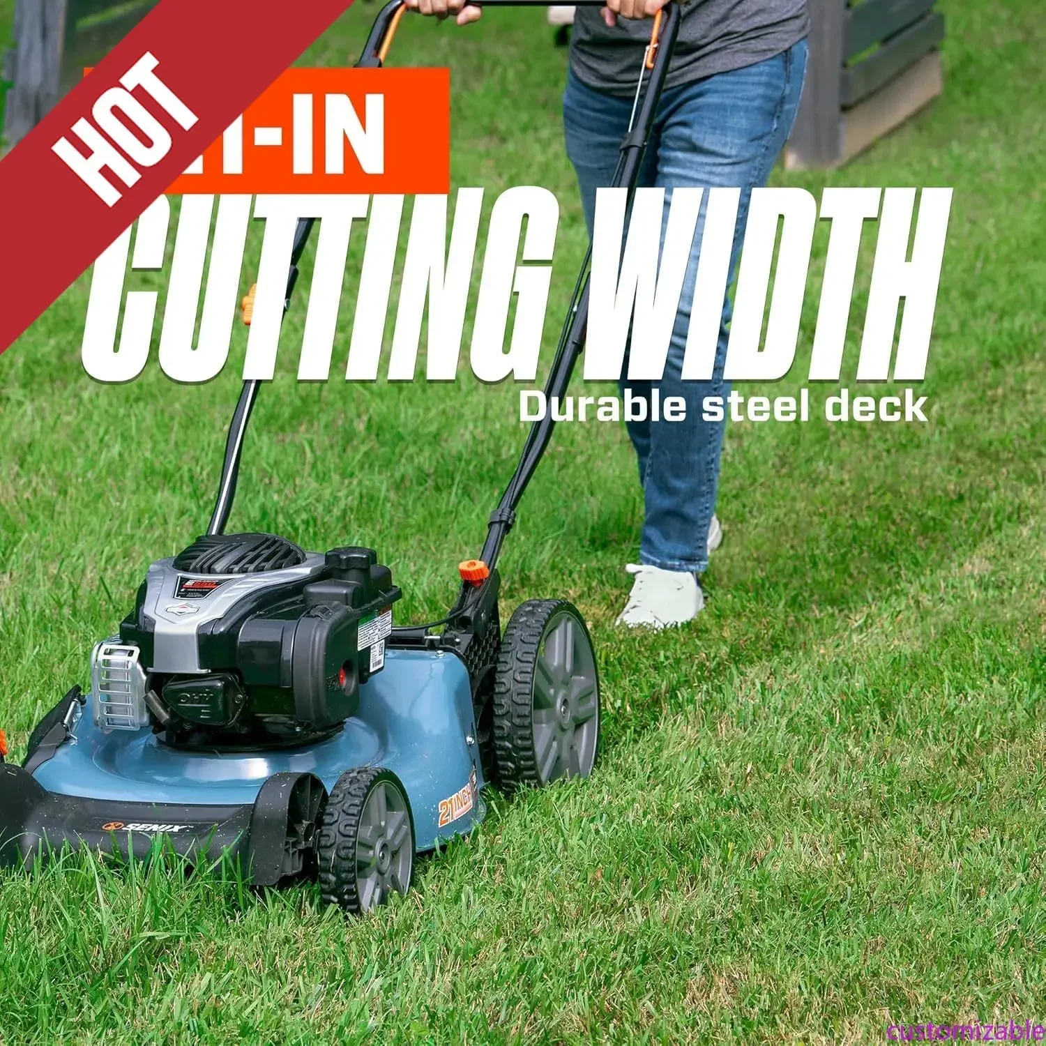 

Customizable 21-Inch Gas Push Lawn Mower With 140 Cc 4-Cycle Briggs & Stratton Engine, Bagging, Mulching