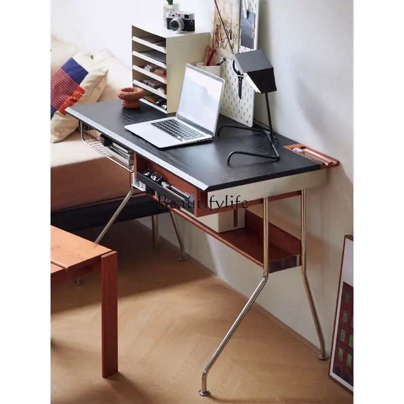 

New Nordic desk cherry wood solid wood medieval study table retro Nordic