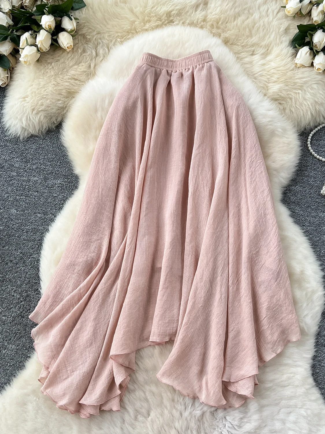 falda Versátil de Cintura Alta con Corte en A, Diseño Sensacional para Mujer, Verano 2025, Estilo Coreano, Faldas Irregul...