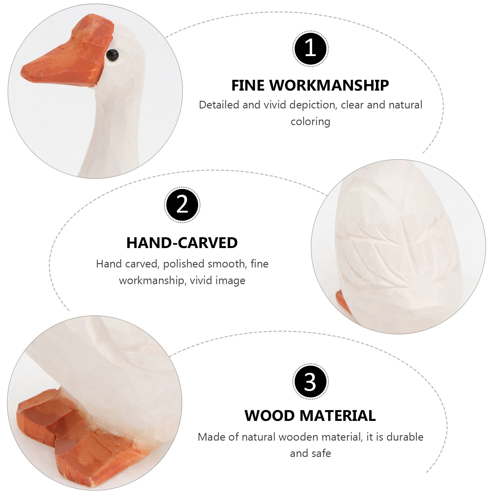 

1Pcs Lifelike Wooden Goose Ornament Natural Safe Birthday Gift Home Decor Home Ornament Lifelike Goose Figurine