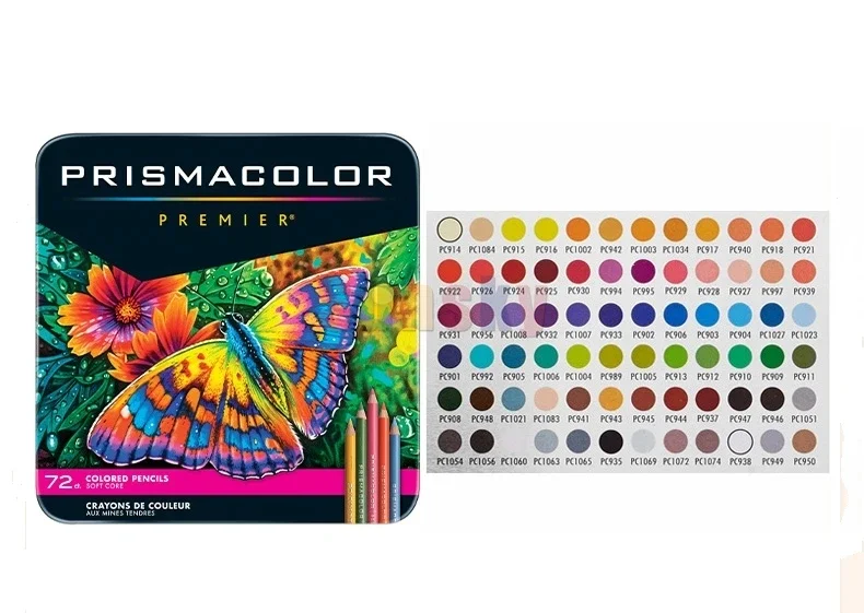 Original 72 Color Prismacolor Premier Color Art Drawing Pencil Oil Soft Core in rich vibrant colors,Iron Box Sanford Prismacolor