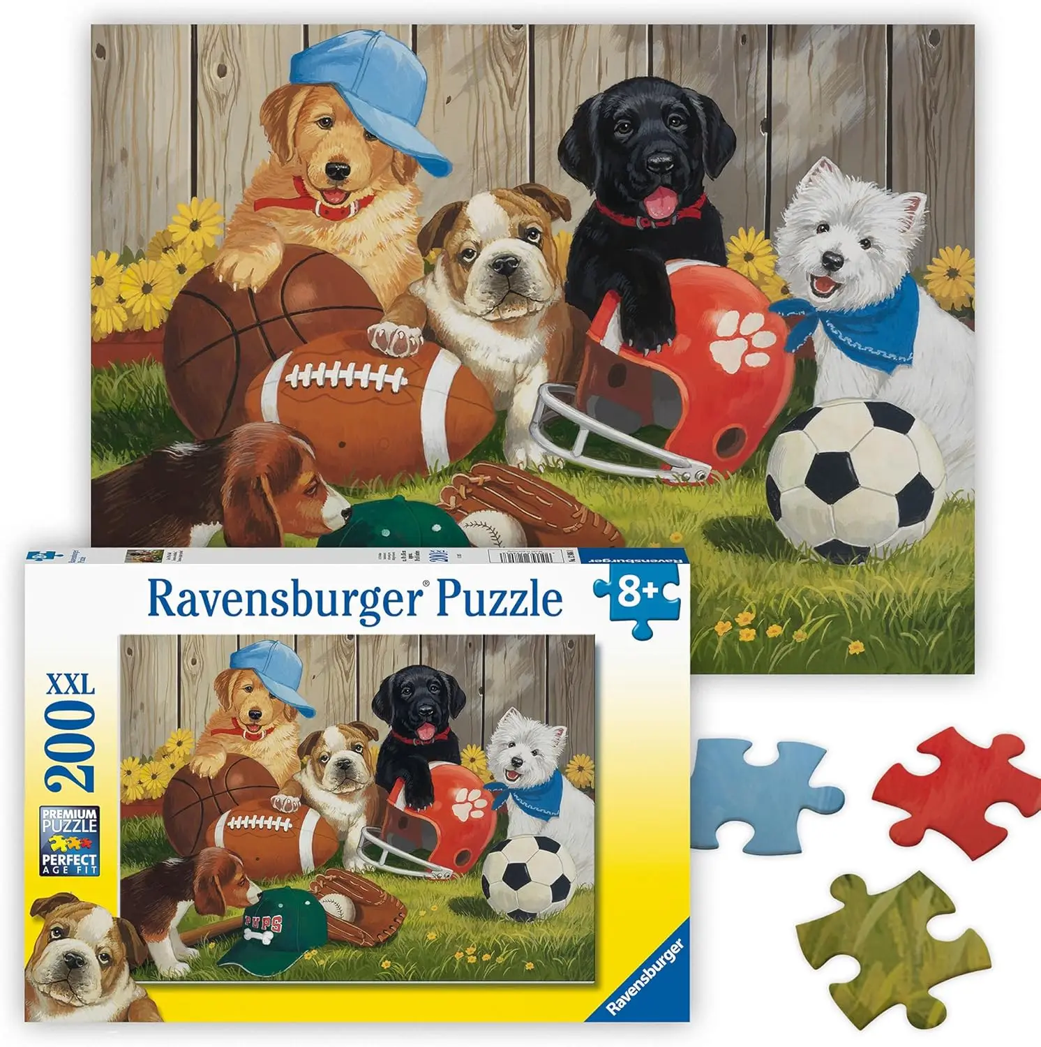

200 Piece Jigsaw Puzzle - Ball Sports and Dogs Scene - Colorful Fun for Ages 8+ - Screen-Free Activity