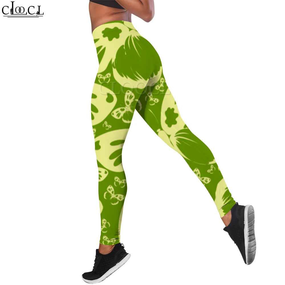 

CLOOCL New Casual Women Green Legging Butterfly Pattern 3D Printed Trousers for Female Outdoor Workout Push Up Jogging Pants