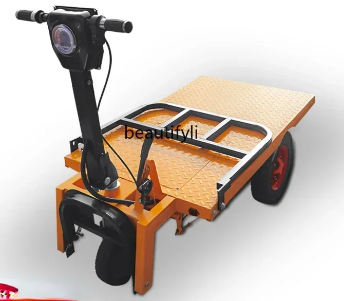 Foldable tricycle pulling tiles, sand loading, warehousing and pulling goods, electric handling flatbed truckHY