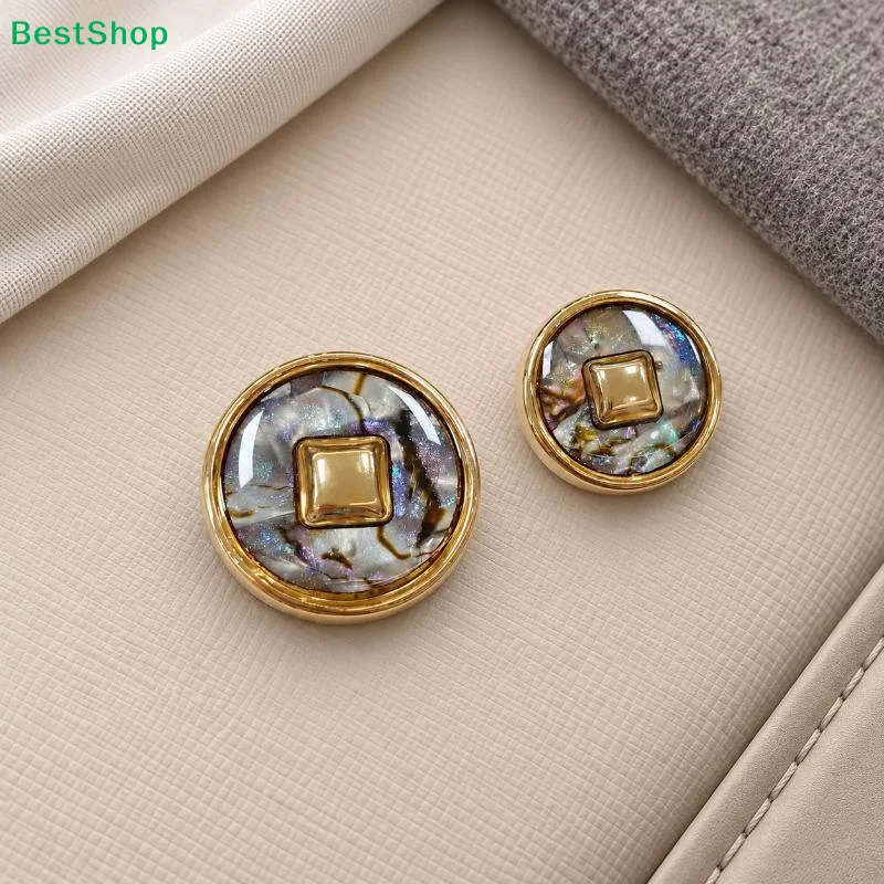 Abalone Shell Gold Trim Sewing Buttons Glossy Surface Durable Build For Coat Blazer DIY Sewing Craft Projects