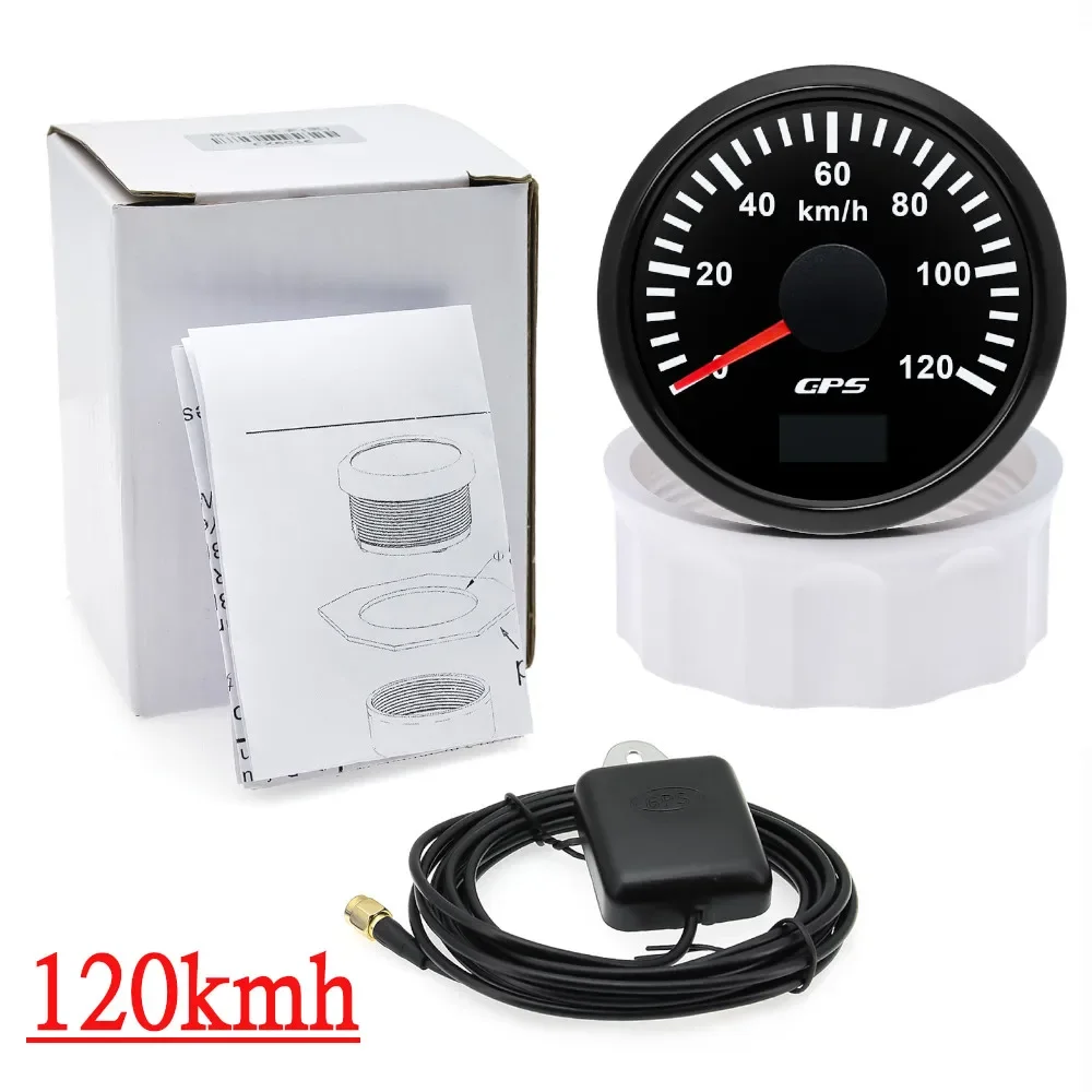 30/60/80/120/200 km/h 52 mm digitales GPS-Tachometer mit Antenne, Boot, Auto, Geschwindigkeitsmesser, 7-Farben-Hintergrundbeleuchtung, 12 V, 24 V