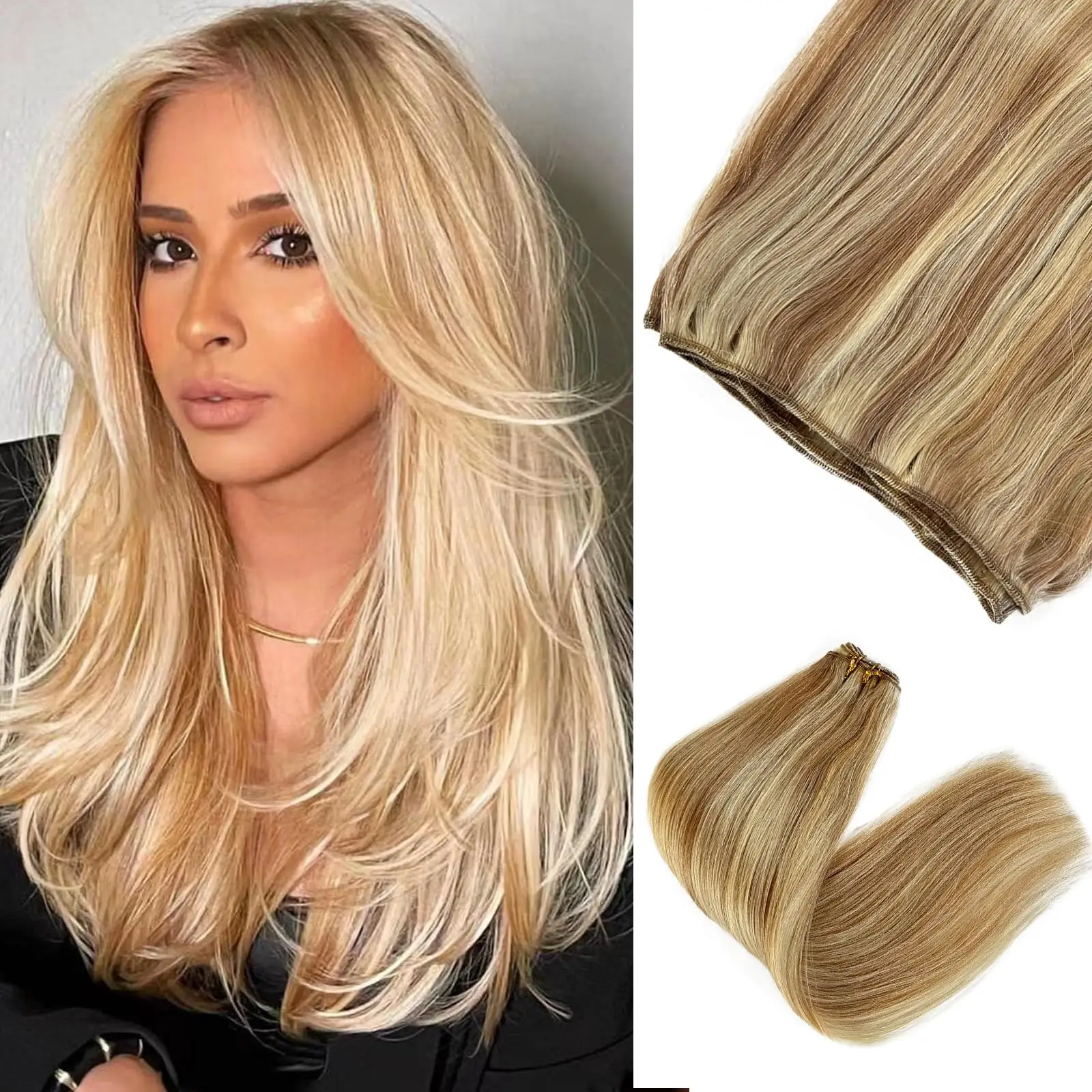 

100% Virgin Brazilian Human Hair Weft 50g Bulk Virgin Hair Extensions For Sew-in Weave Straight 20-22 Inch No Shedding