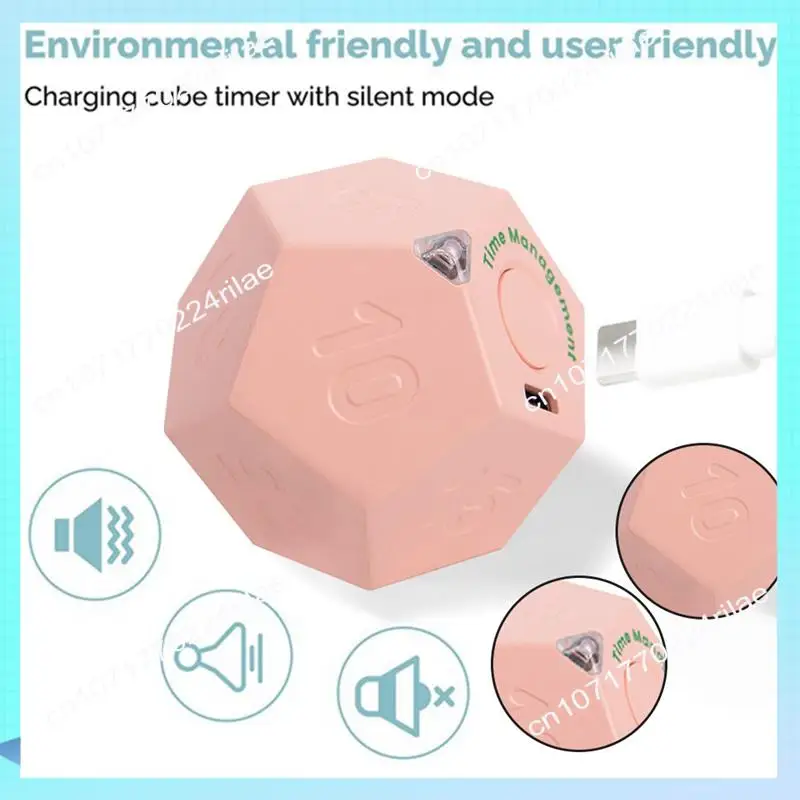 A17Z Mini Timer Rotate Dodecagon Rechargeable Timer Sound Vibrate Light Alarm Flip Timer Countdown For Timemanager