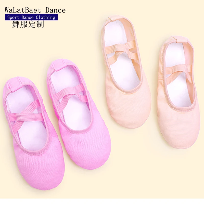 Professional Child Girls Kids Cotton Canvas Soft Ballet Dance Practice Shoes Gym Ballet Slippers