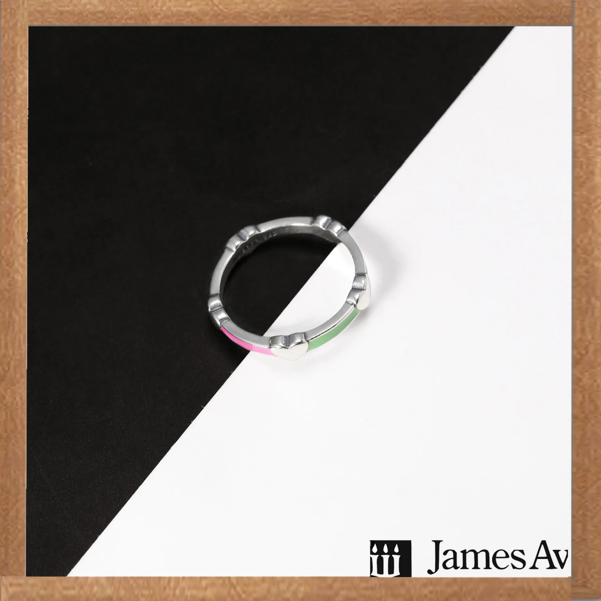 S925 Silver Two‑Tone Enamel Heart Band Ring Red‑Blue Epoxy Love‑Shape Finger Ring Dainty Color‑Block Jewelry Gift for Women
