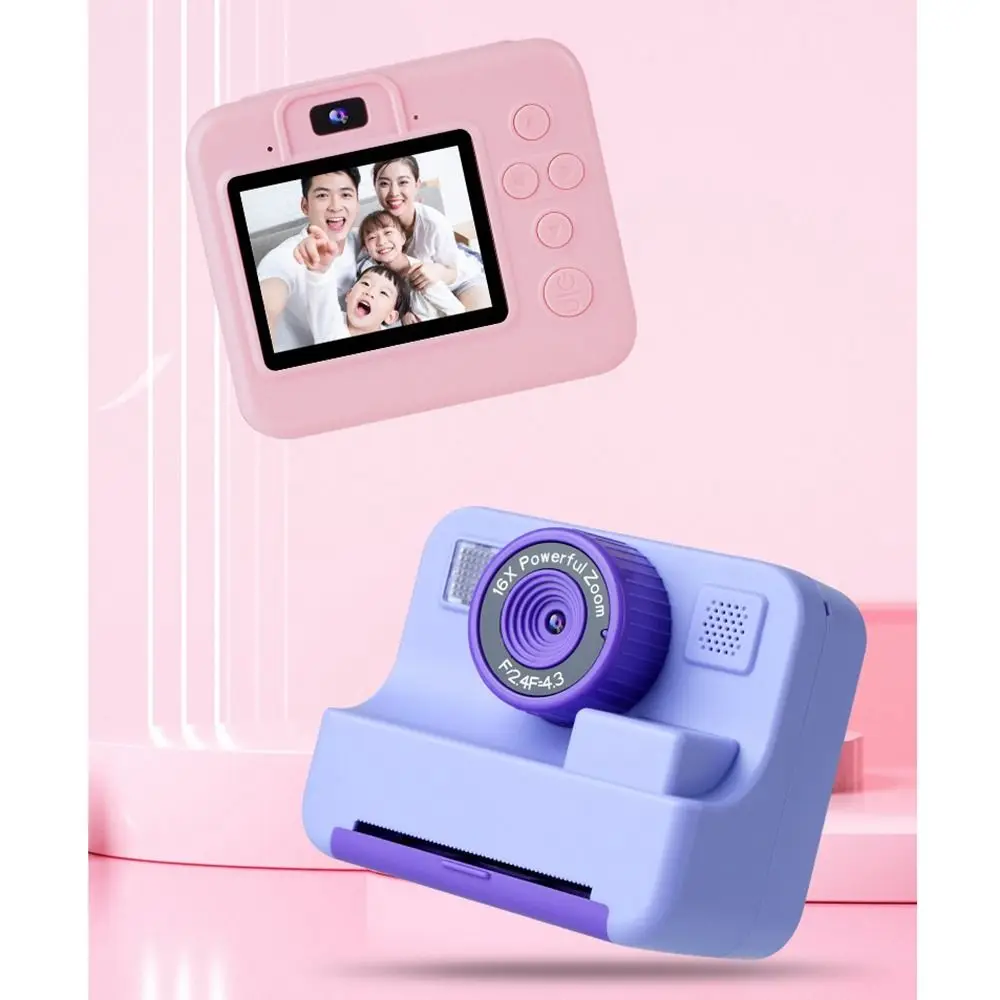 1080p HD Screen Kids Digital Camera Lanyard Color Pen Thermal Photo Printing Toy Dual-Lens Video Recording Instant Print Camera