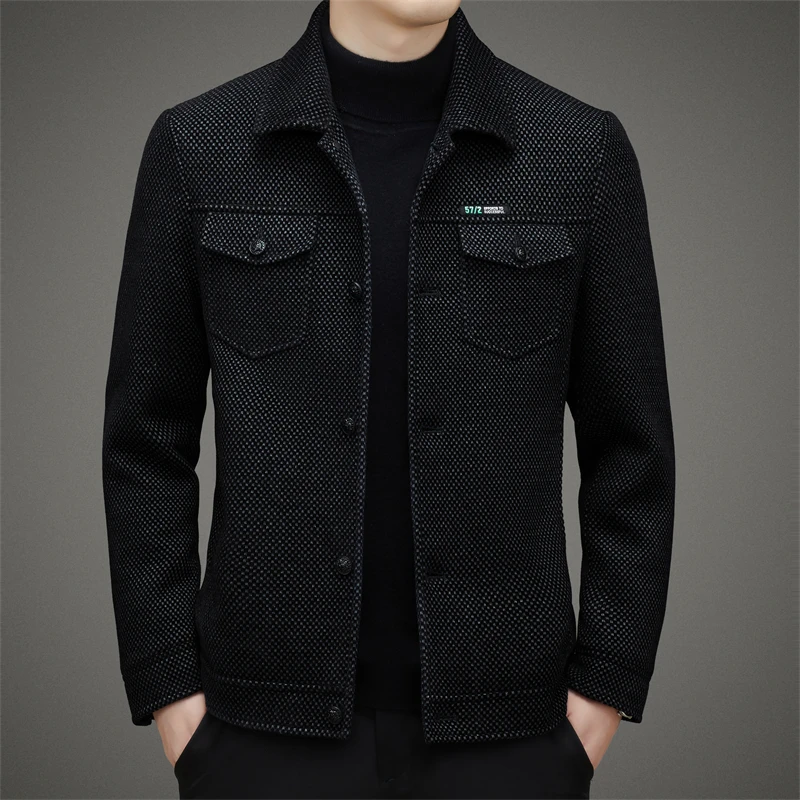 

2025 New Middle-aged Dad Wear Top All Men's Thick Casual Coat High Quality Lapel Trend Spring Autumn Jacket