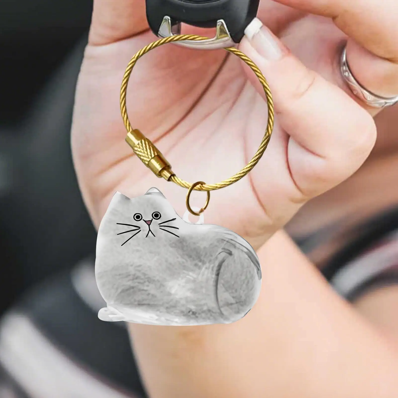 Katzenhaar-Aufbewahrungskapsel Schlüsselanhänger zum Sammeln von Tierhaaren Gedenk-Accessoires Einfach Gestalteter Katzenförmiger Schlüsselanhänger – Detail 13