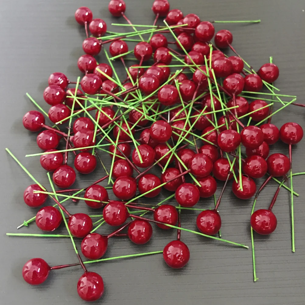 

100 Pcs Cherry Decor Simulation Fruit Artificial Lifelike Decorate Red Decoration