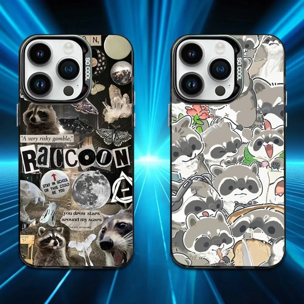 

Funny Art Cute Raccoon Phone Case For iPhone 16,15,14,13,12,11,XS,Mini,Pro,MAX Black Matte Shockproof Cover