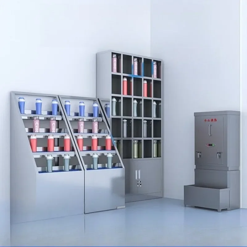 Stainless steel water cup cabinet, factory employee water cup storage rack, lounge, tea room, cup holder with 30 positions