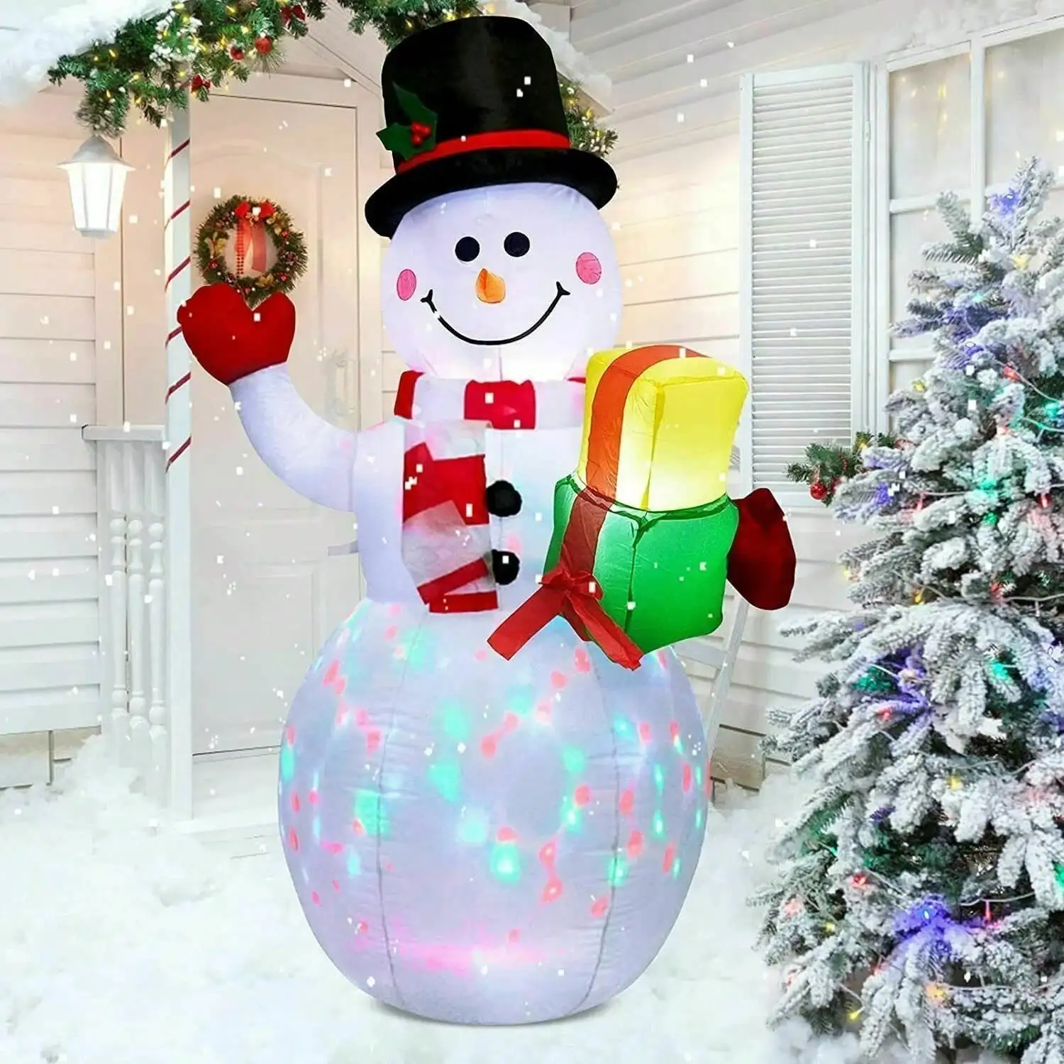 

5ft Inflatable LED Rotating Light Snowman Outdoor Yard Xmas Decoration