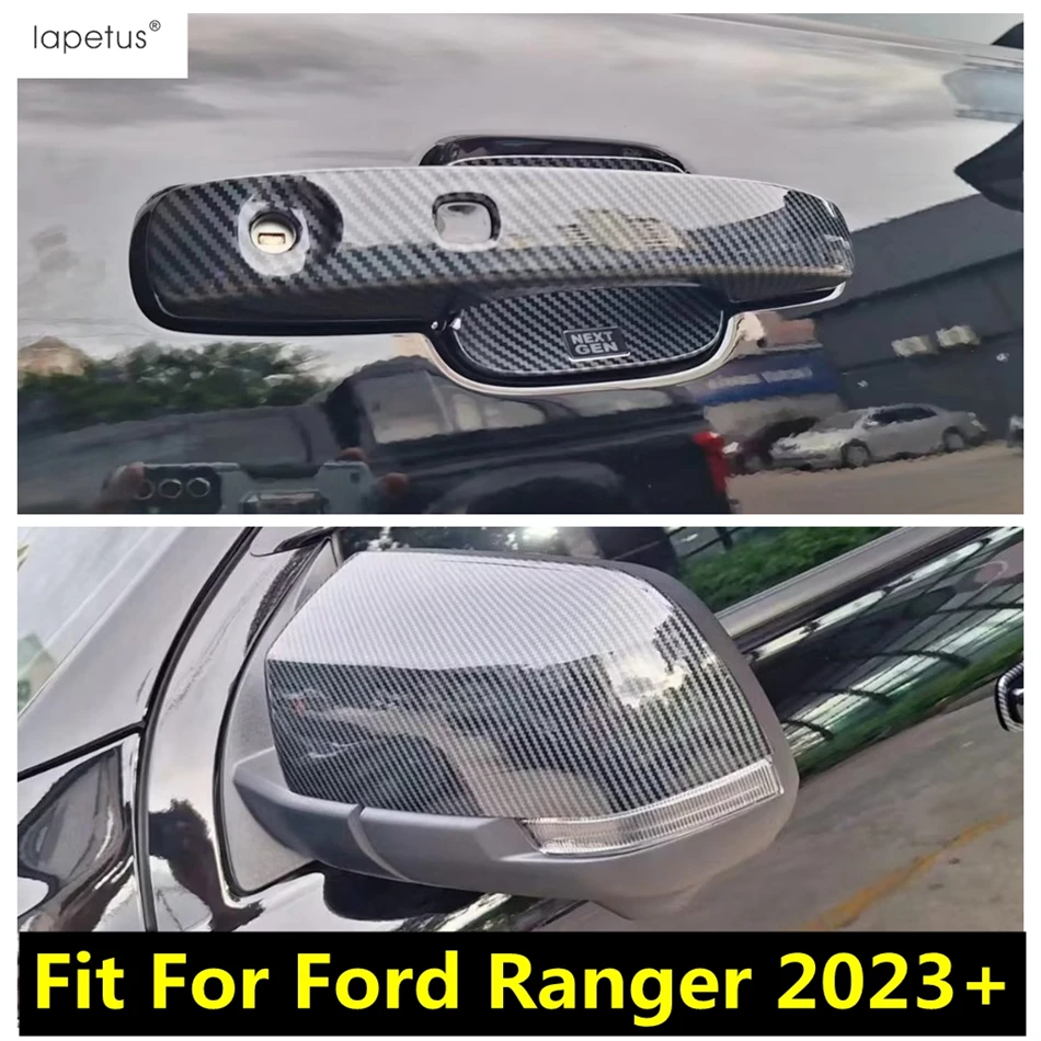 

Door Handle Bowl / Rearview Mirror Cap Shell Decoration Cover Trim For Ford Ranger 2023 2024 Carbon Fiber Exterior Accessories