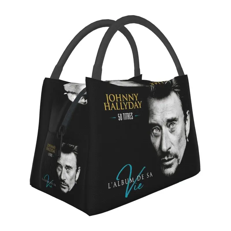 

Johnny Hallyday French Rock Singer Insulated Lunch Bag for Camping Travel Leakproof Thermal Cooler Bento Box Women