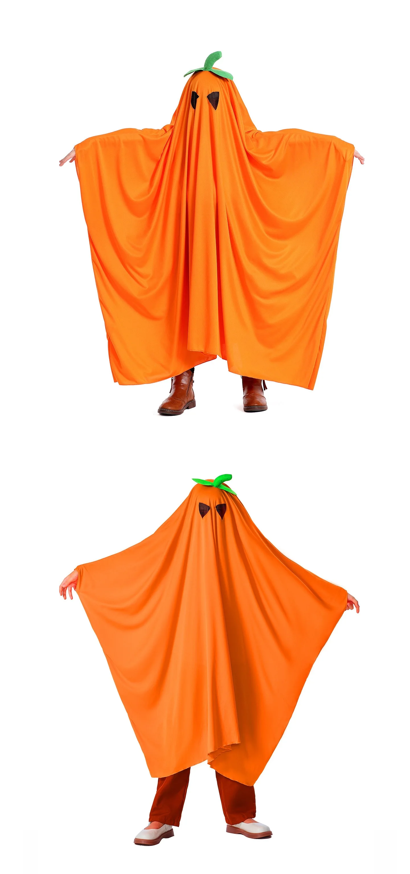 Kostüm für Kinder, Halloween-Geisterkostüm, weicher, lockerer Kapuzenmantel, süßer Kürbis, schwarze Katze, Geisterumhang, lustiges, gruseliges Party-Cosplay-Outfit 2026 – Detail 4