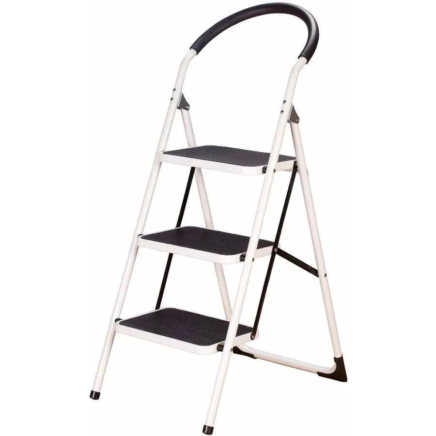 

3 Step Ladder Stool Combo with Handgrip AntiSlip Folding Step Stool Extra Wide Pedal Step Sturdy Household Ladder for Home Use
