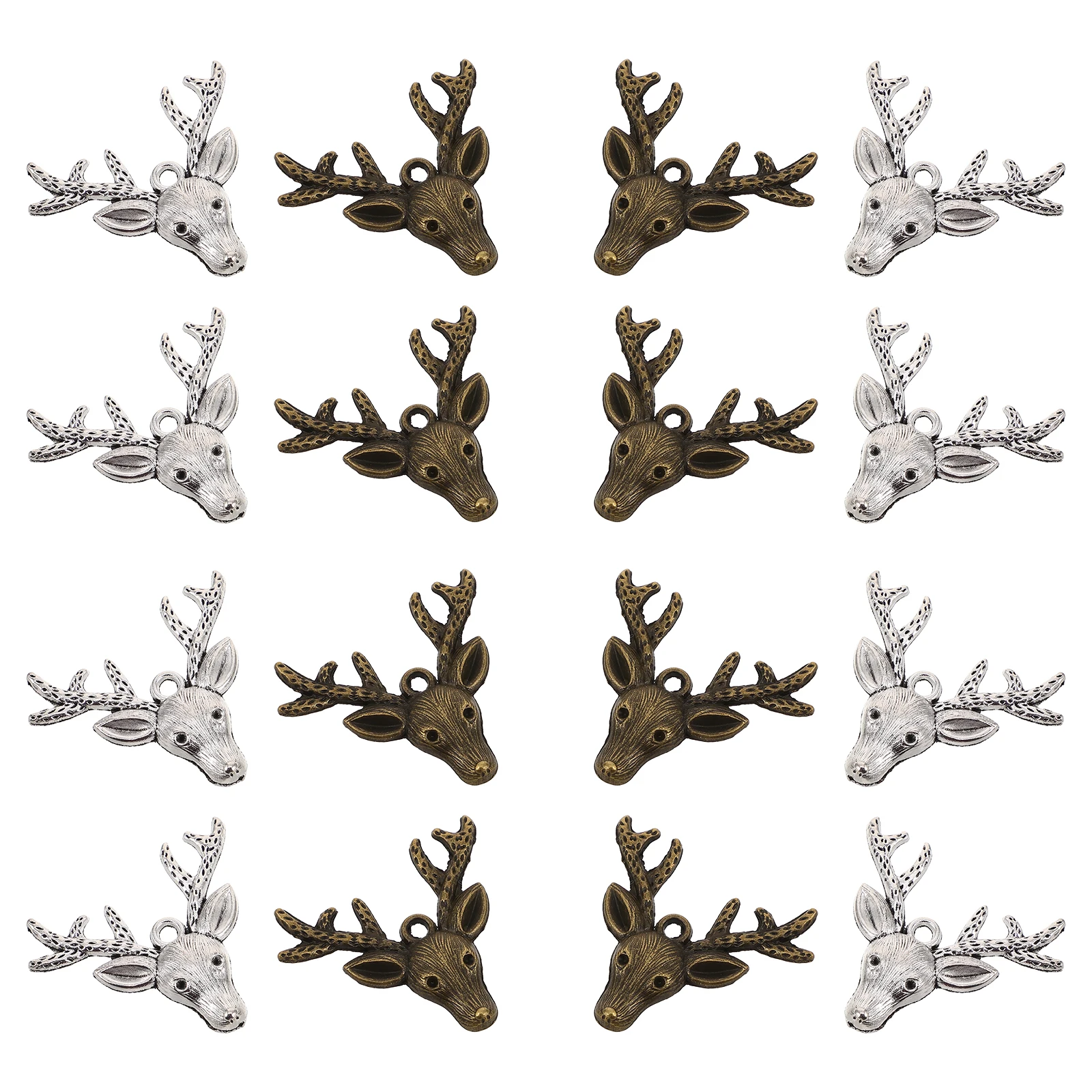 

20pcs Retro Deer Pendant Charm Alloy Diy Jewelry Making Pendants For Bracelets Flatback Animal Inspired Elk Stag Reindeer Antler