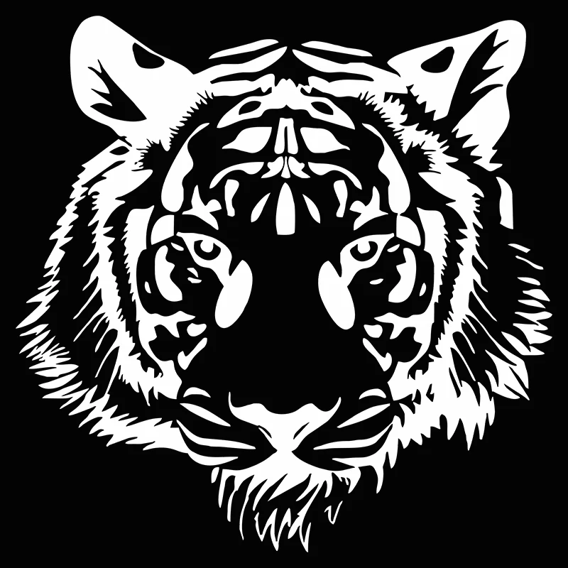 1Pc 2D Flat Powerful Tiger Head Vinyl Sticker, Waterproof Decal for Car Motorcycle Exterior Decor, Holiday Gift