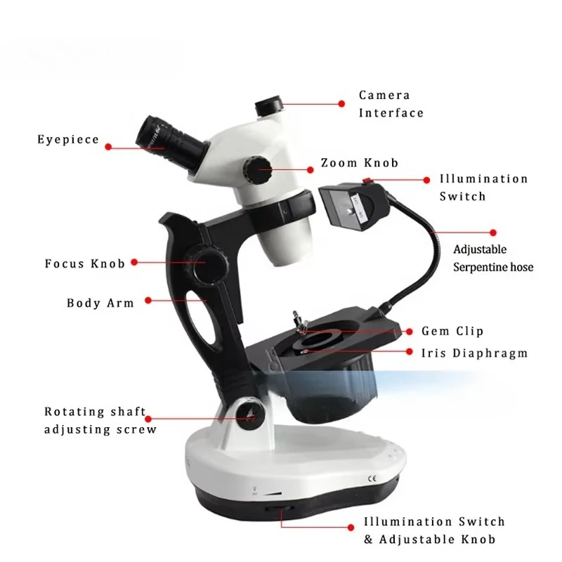 مجوهرات التكبير المستمر والأحجار الكريمة مجهر الأحجار الكريمة ثلاثي العينيات لتحديد الأحجار الكريمة