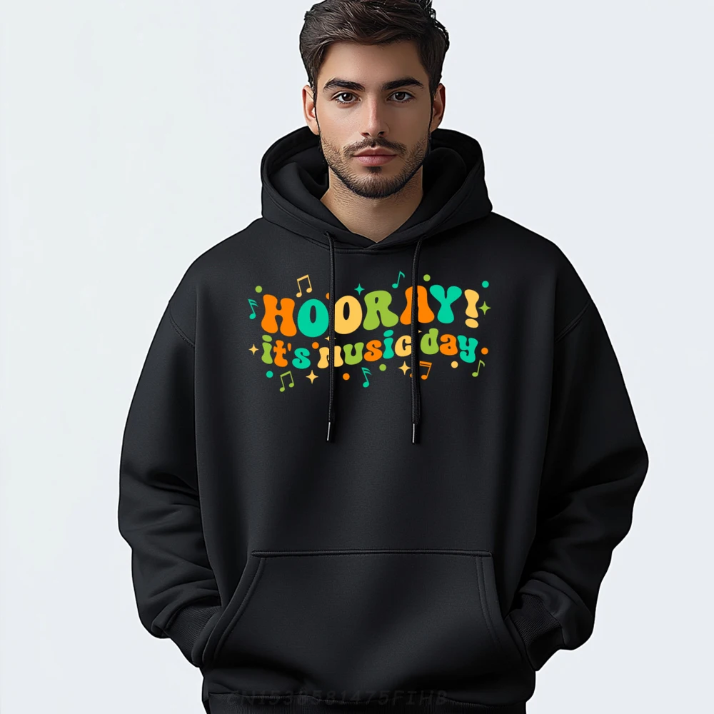 Hooray It is Music Day Music Teacher Appreciation Music Lover Plus Size Men Clothing Oversize Man Street