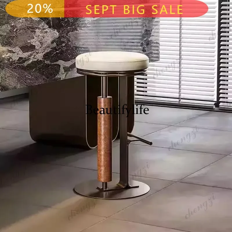 DD Balcony Decorative Bar Chair Modern Elegant Beige Pliable Luxury Bar Chair Island Height Bancos De Barra De Cocina Bar Furnit