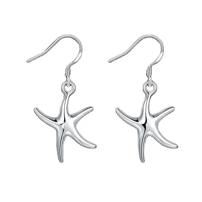 

Luxury 925 Sterling Silver Fine Cute Starfish/Star Earrings For Women Fashion Charm Wedding Gifts Jewelry Party