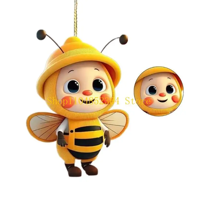 652F Bees Car Ornament, Acrylic Car Rear View Mirrorr Hold Car Mirrorr Hangings Decorations Bag Hangings Ornament
