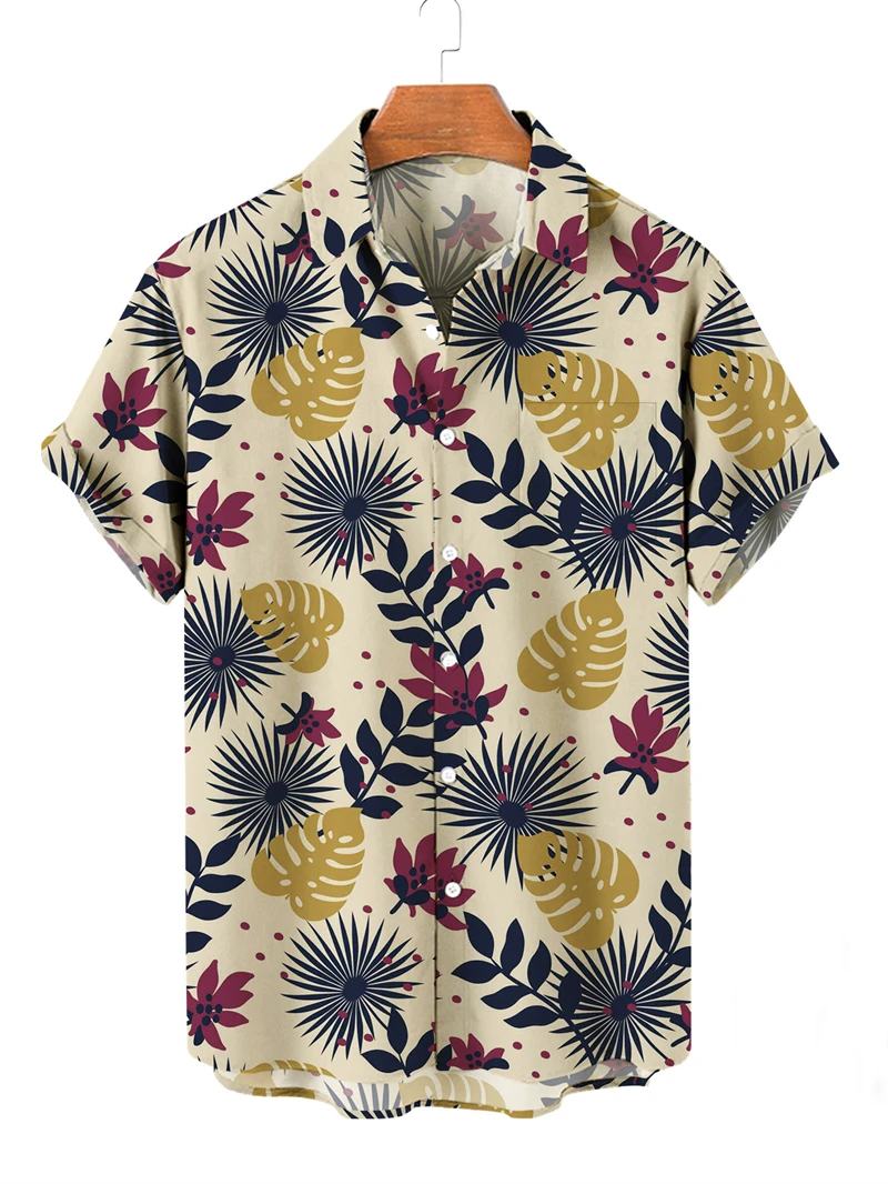 Moda plantas tropicais gráfico camisas havaianas para homens verão na moda streetwear 3d impresso camisa casual oversized férias topos