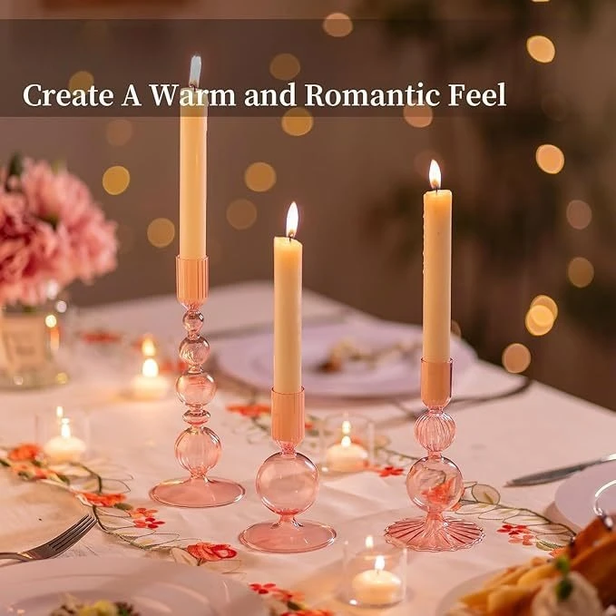 Creative simple glass candlestick festival banquet anniversary atmosphere vase living room table ornament set dried flower