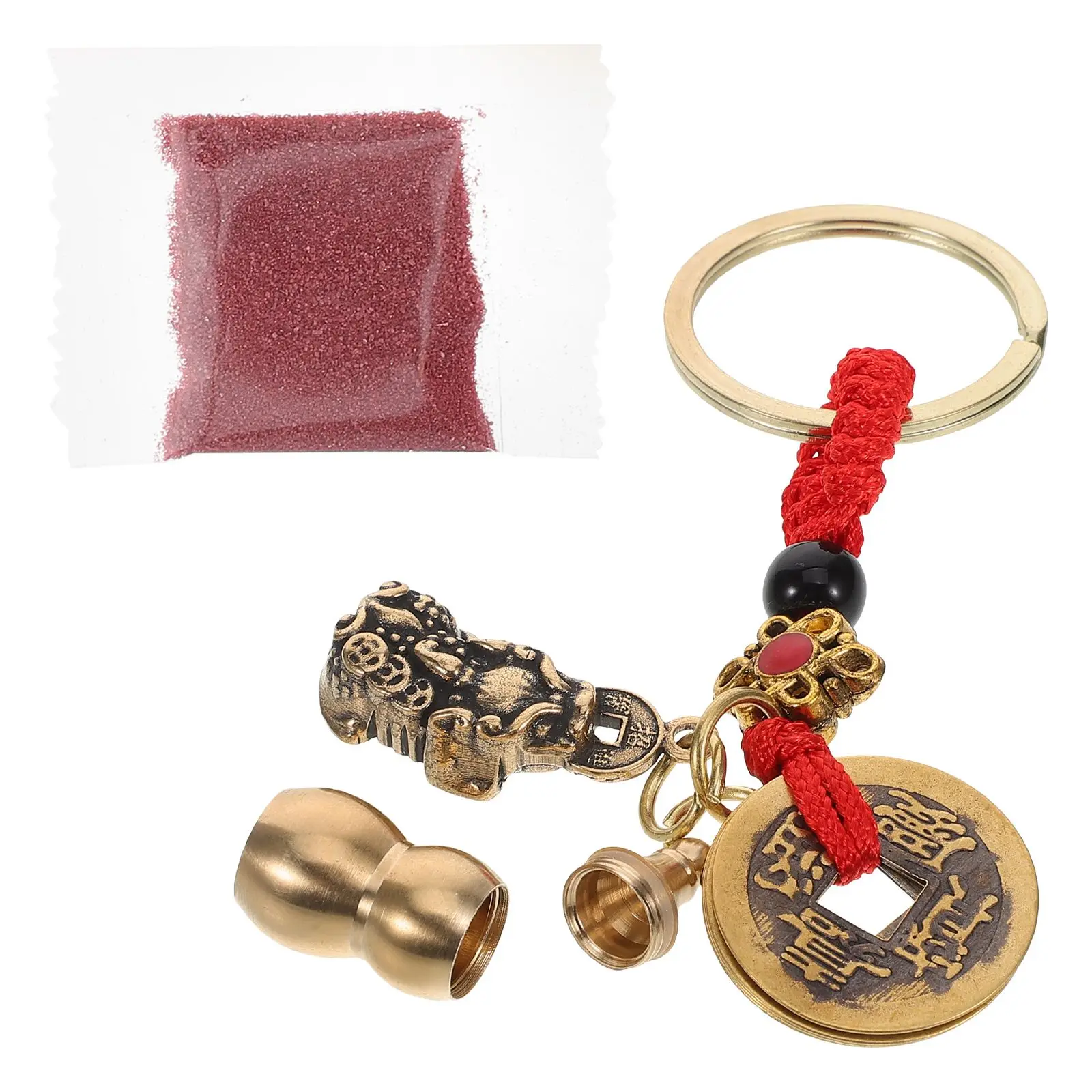 

Metal Keychain Ring Vintage Chinese Style Car Motorcycle Decoration Unisex Brass Cartoon Pendant Car Key Holder Holder