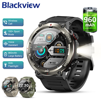 Blackview New IP68 Waterproof Smart Watch with LED Flashlight 960mAh Battery Life Bluetooth Call Outdoor Watches for Man Woman