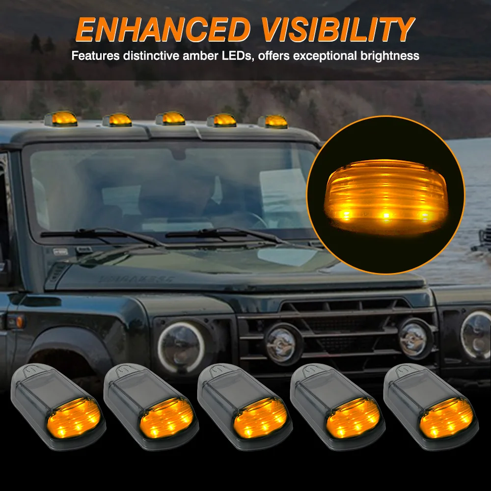 

5PCS Solar Cab Light Solar Powered Cab Led Light Vibration Sensor Roof Light Cab Marker Light LED Wireless Solar Cab Lights