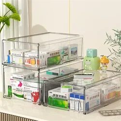 Medicine Box Drawer Home Light Luxury Transparent Acrylic Multi layered Stackable Dust Proof Large Capacity Desktop Storage Box